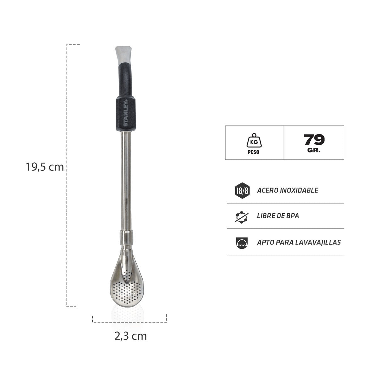 Stanley Bombilla para mate Spoon Negro