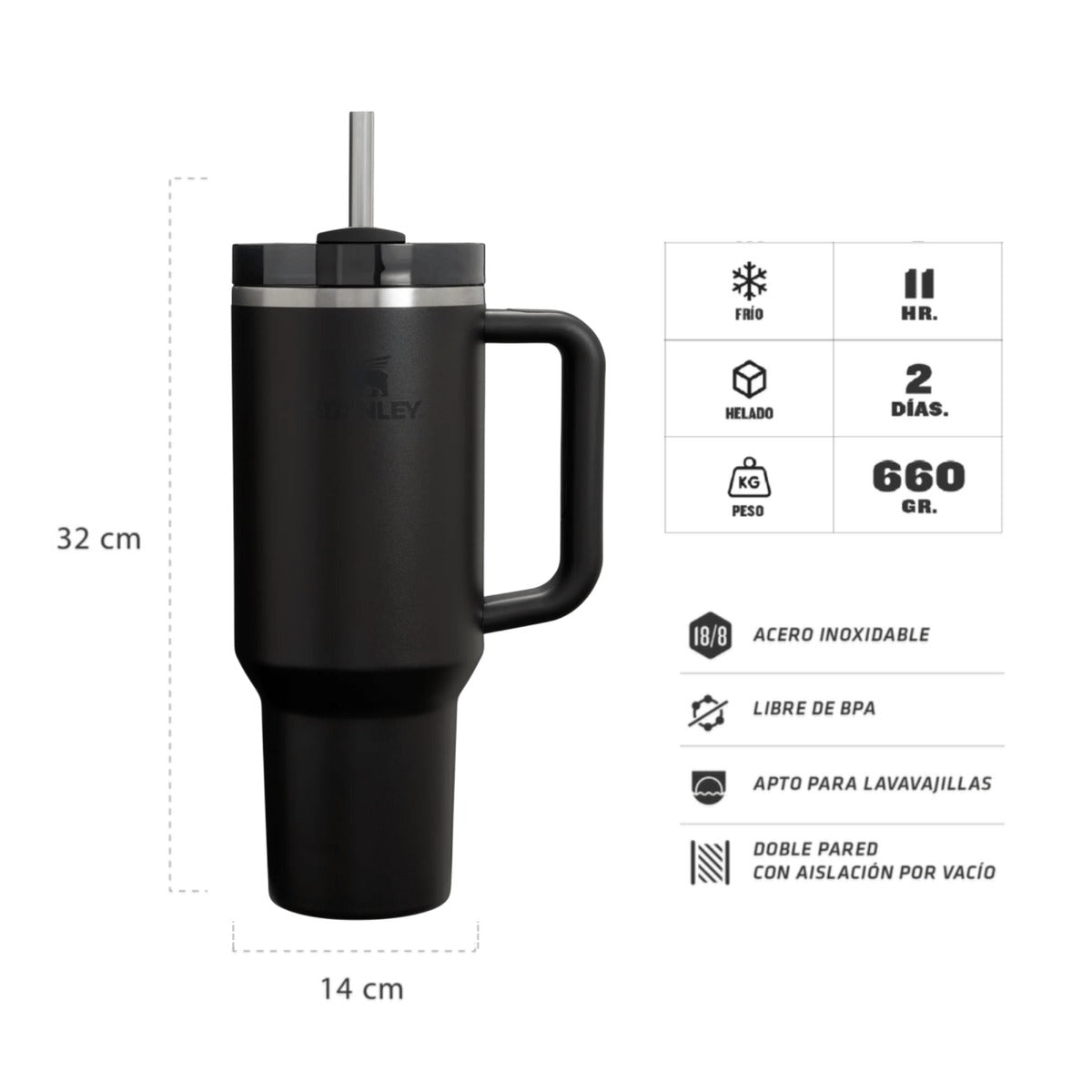Stanley Quencher Negro 1.18L
